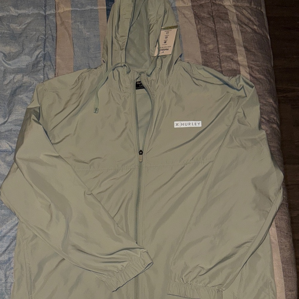 Hurley Light Green Windbreaker with Hood